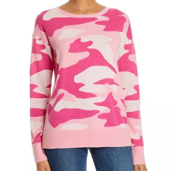 C by Bloomingdale's Pink Cashmere Camouflage Sweater 100% Exclusive Sz M - Picture 2 of 6